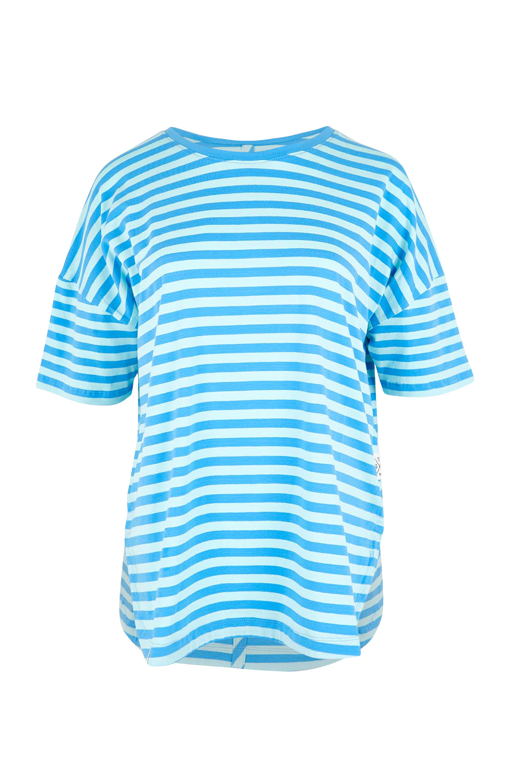 Product shot of the Fundamental Lauren Short Sleeve Cotton Stripe Tee - Tonicblueazure in colour Tonicblueazure, from the front