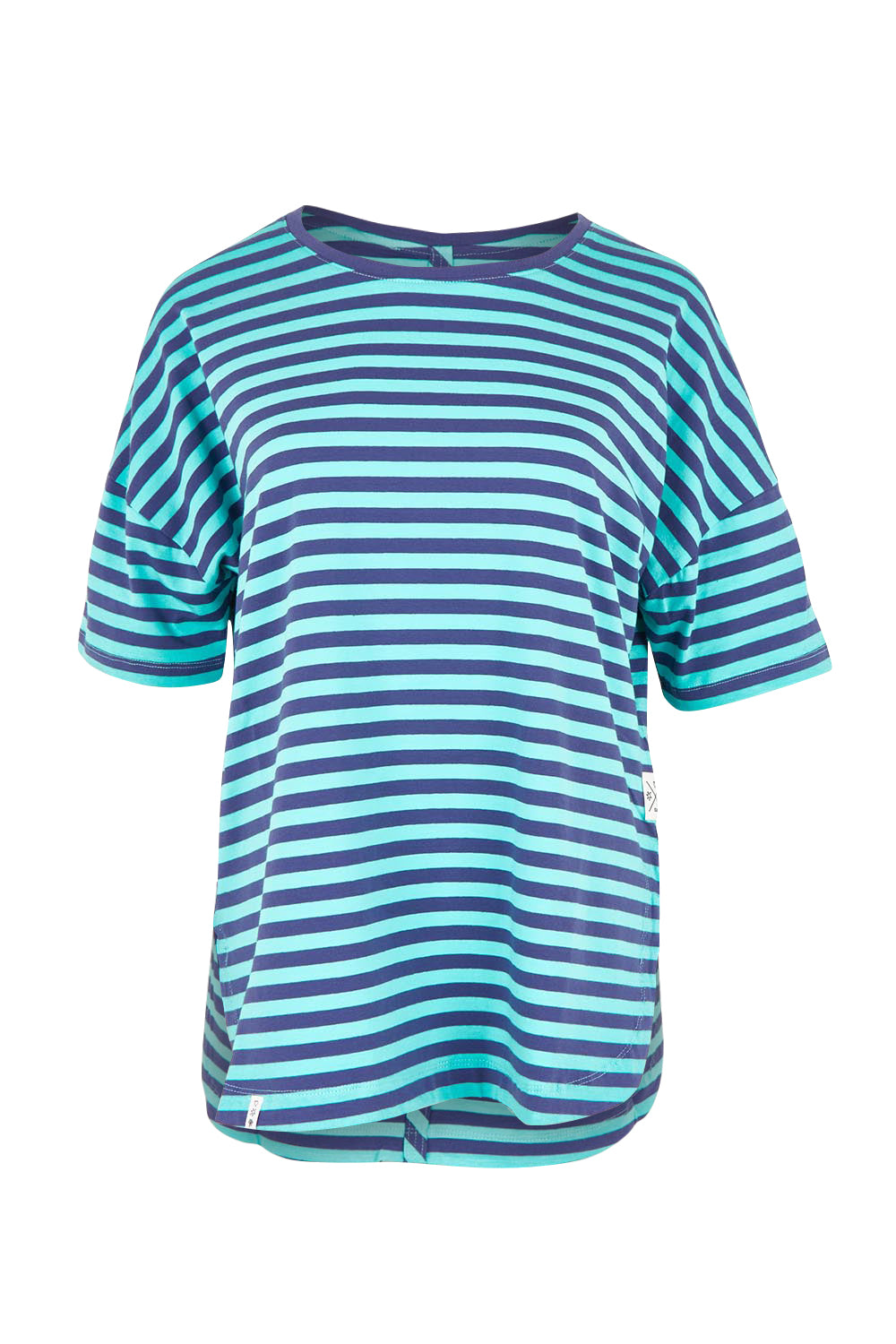 S Cotton Stripe in colour Vbluepools (Blue), from the front