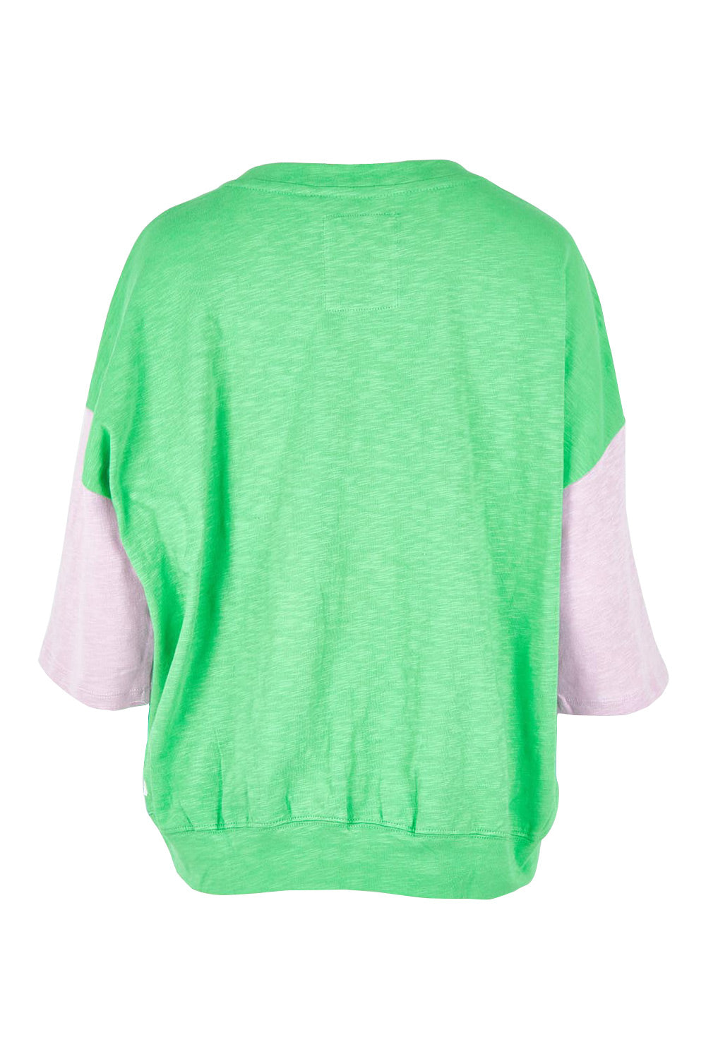 Product shot of the Fundamental Mazie Colour Block Cotton Sweat in colour Blupnkgree (Blue), from the back
