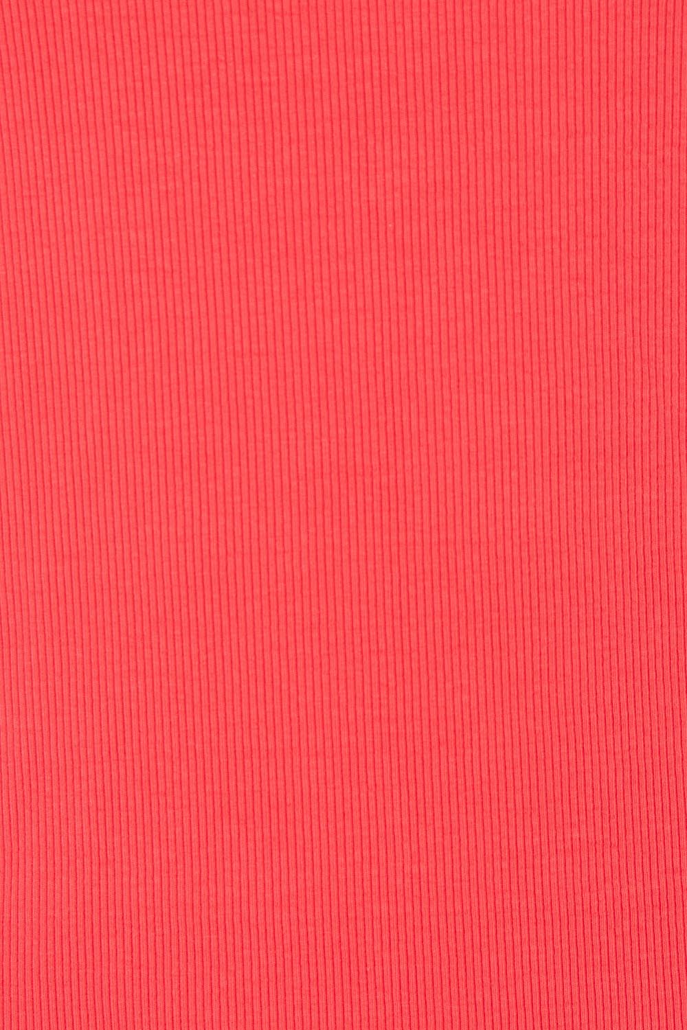 Product shot of the Fundamental Rib Crew Cotton Tank in colour Cayenne (Red), detail