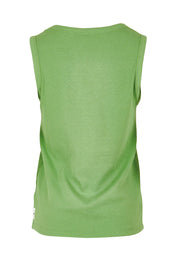Product shot of the Fundamental Rib Crew Cotton Tank in colour Forest (Green), from the back