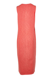 Product shot of the Fundamental Elysian Cotton Dress in colour Watermelon (Red), from the back