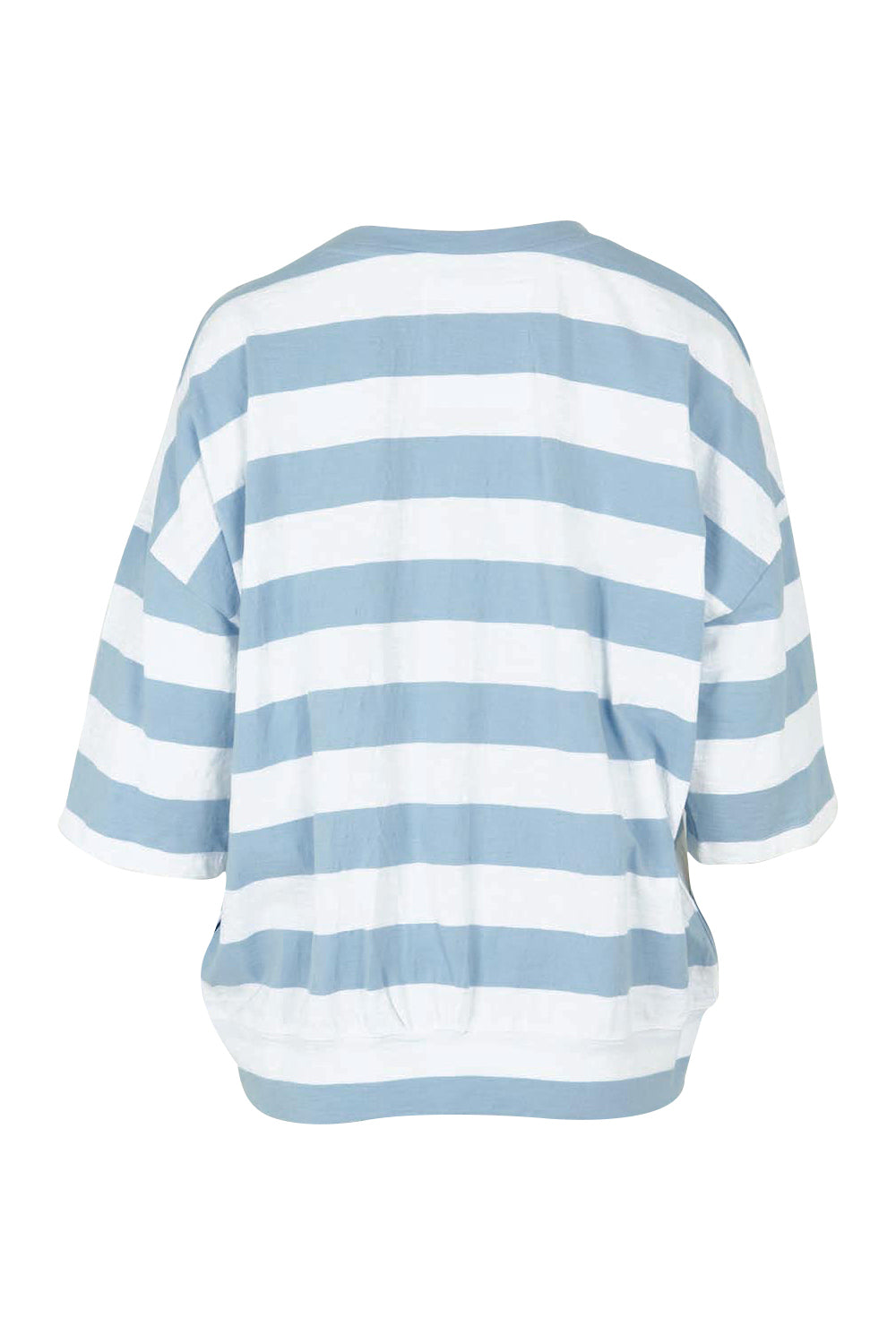 Product shot of the Fundamental Mazie Block Stripe Cotton Sweat in colour Skybluestr (Blue), from the back
