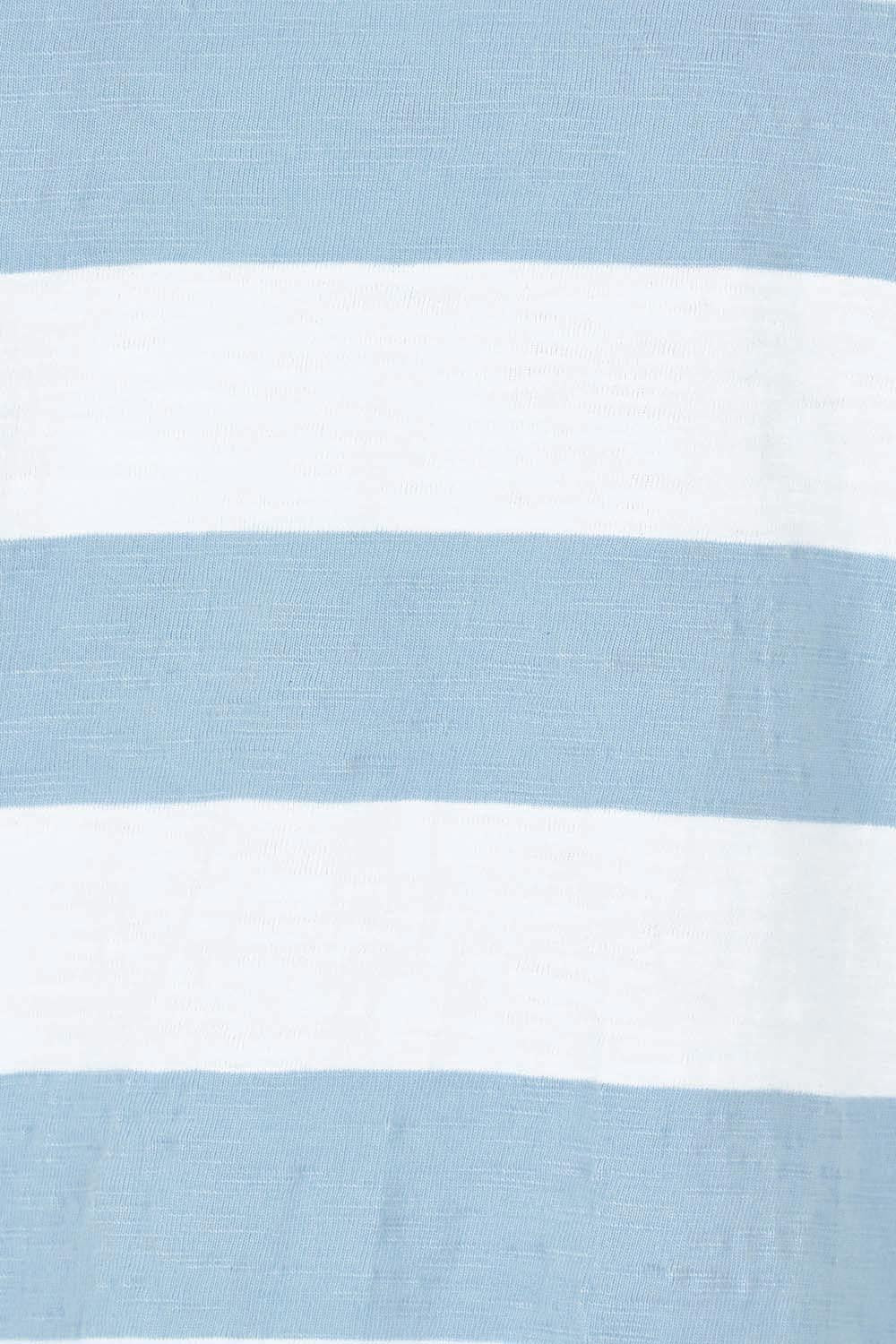 Product shot of the Fundamental Mazie Block Stripe Cotton Sweat in colour Skybluestr (Blue), detail