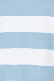 Product shot of the Fundamental Mazie Block Stripe Cotton Sweat in colour Skybluestr (Blue), detail