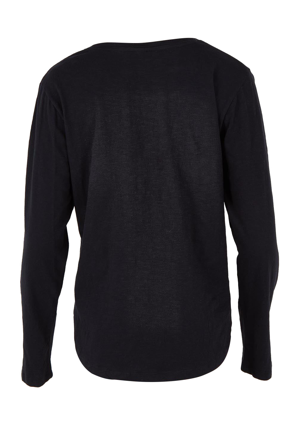 Product shot of the Fundamental Everyday Cotton Long Sleeve Tee in colour Black (Black), from the back