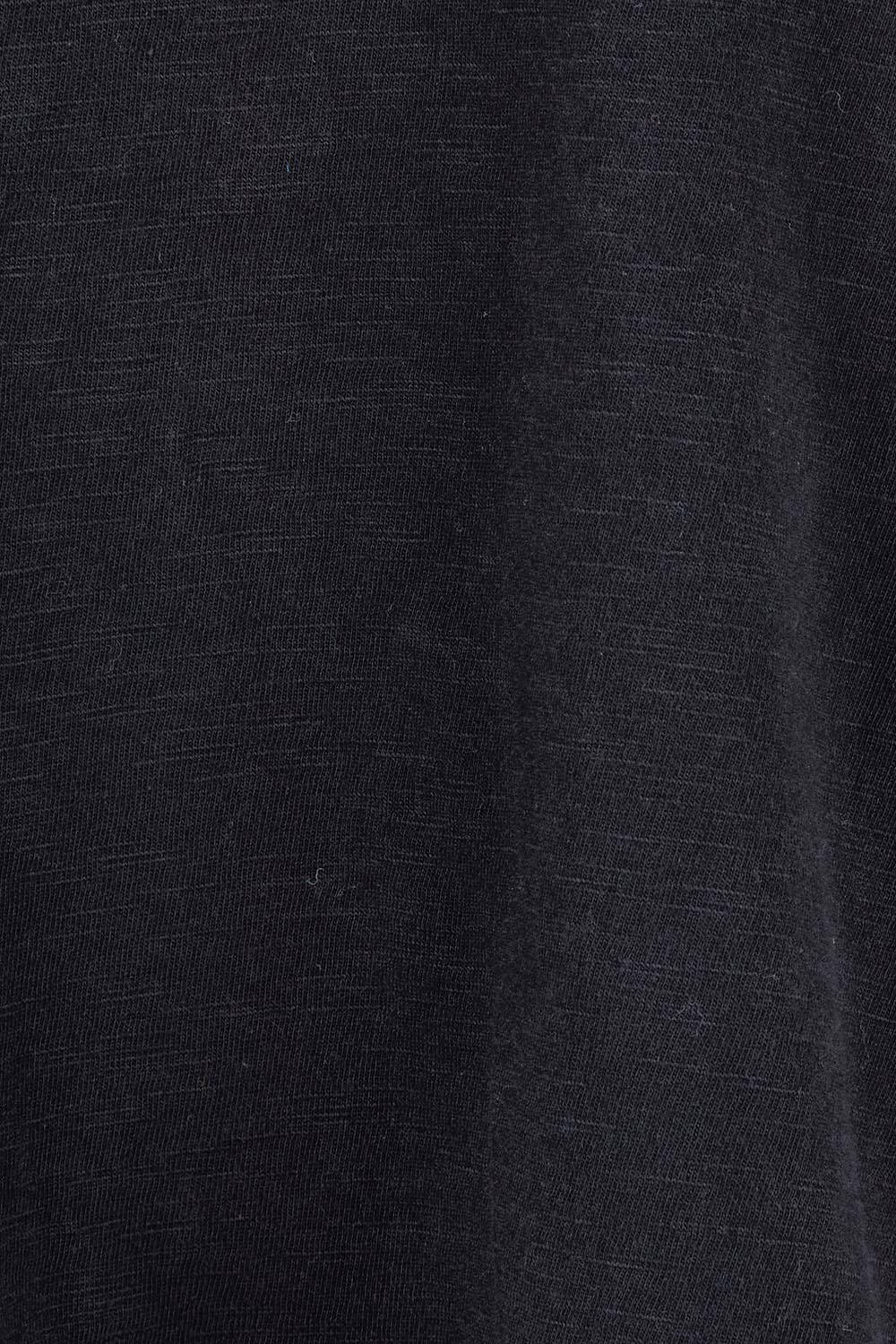 Product shot of the Fundamental Everyday Cotton Long Sleeve Tee in colour Black (Black), detail