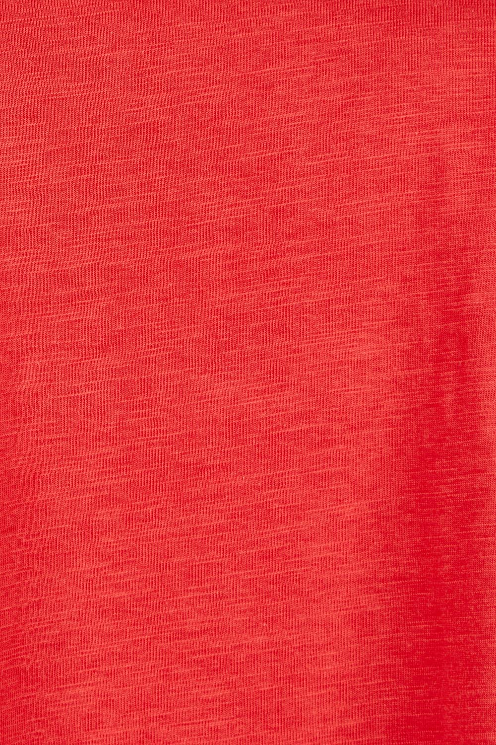Product shot of the Fundamental Everyday Cotton Long Sleeve Tee in colour Cranberry (Red), detail