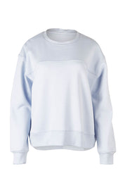 Product shot of the Fundamental Shelly Fleece Crew in colour Lightblue (Blue), from the front