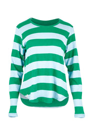 Fundamental Spritz Stripe Cotton Long Sleeve Tee - Turqblue