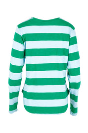Fundamental Spritz Stripe Cotton Long Sleeve Tee - Turqblue