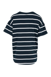 Product shot of the Fundamental Halli Cotton Short Sleeve Tee in colour Navyst (Blue), from the back