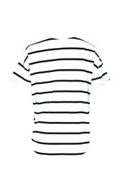 Product shot of the Fundamental Halli Cotton Short Sleeve Tee in colour Whitenavy (White), from the back