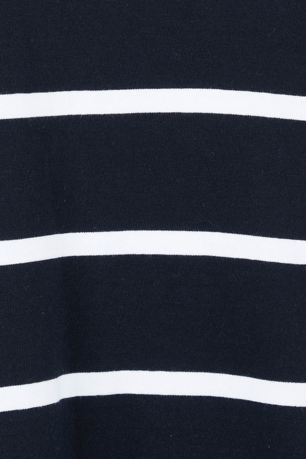 Product shot of the Fundamental Rib Short Sleeve Stripe Cotton Tee in colour Navywhite (Blue), detail