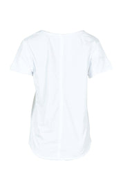 Product shot of the Fundamental Pima Cotton Vee Tee in colour White (White), from the back