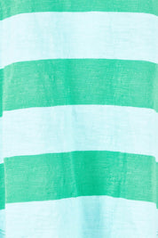 Product shot of the Fundamental Spritz Stripe Ss Cotton Tee – Greenbriar in colour Greenbriar, showing detail