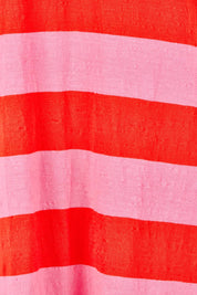 Product shot of the Fundamental Spritz Stripe Cotton Dress – Tangpink in colour Tangpink, showing detail