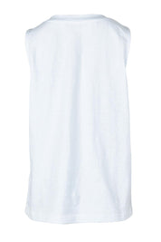 Product shot of the Fundamental Elysian Cotton Tank in colour White (White), from the back