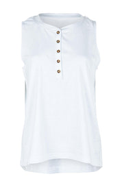 Product shot of the Fundamental Elysian Cotton Tank in colour White (White), from the front
