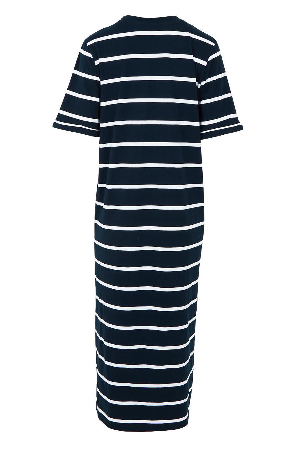 Product shot of the Fundamental Halli Cotton Tee Dress in colour Navywhite (Blue), from the back