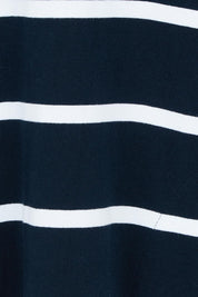 Product shot of the Fundamental Halli Cotton Tee Dress in colour Navywhite (Blue), detail