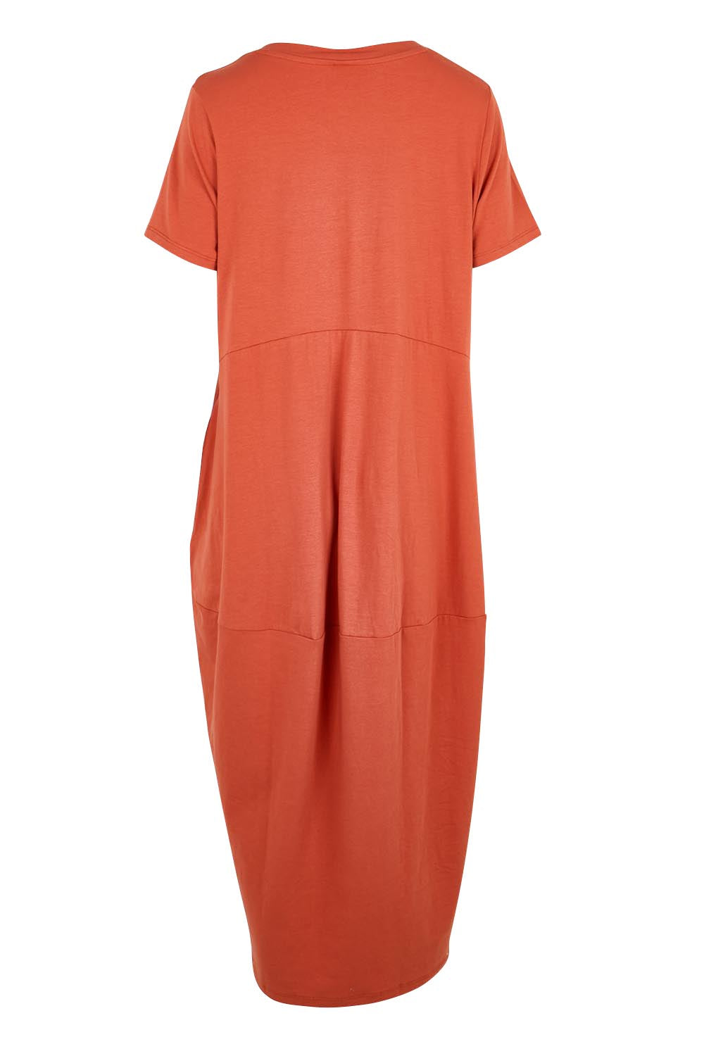 Product shot of the Fundamental Diana Cotton Tee Dress - Earth in colour Earth, from the back