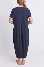 Model Genericm wearing size sample of the Fundamental Diana Cotton Tee Dress - Navy in colour Navy, from the front