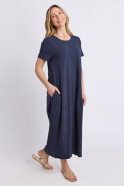 Model Genericm wearing size sample of the Fundamental Diana Cotton Tee Dress - Navy in colour Navy, from the front