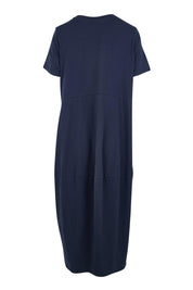 Product shot of the Fundamental Diana Cotton Tee Dress - Navy in colour Navy, from the back