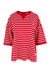 Product shot of the Fundamental Valentina Sweat in colour Cranbwhit (Red), from the front