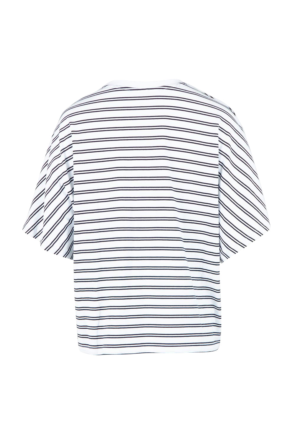 Product shot of the Fundamental Luna Ss Stripe Cotton Tee – Whitenavy in colour Whitenavy, from the back