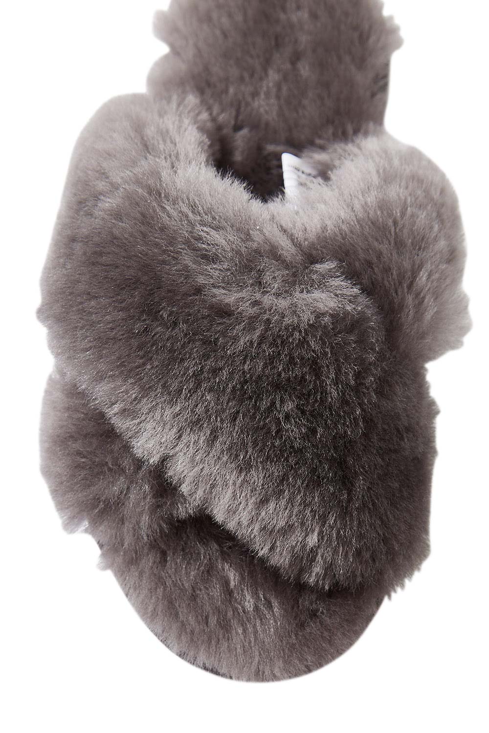 Product shot of the Mayberry Slipper Slide in colour Charcoal (Grey), detail