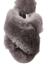 Product shot of the Mayberry Slipper Slide in colour Charcoal (Grey), detail