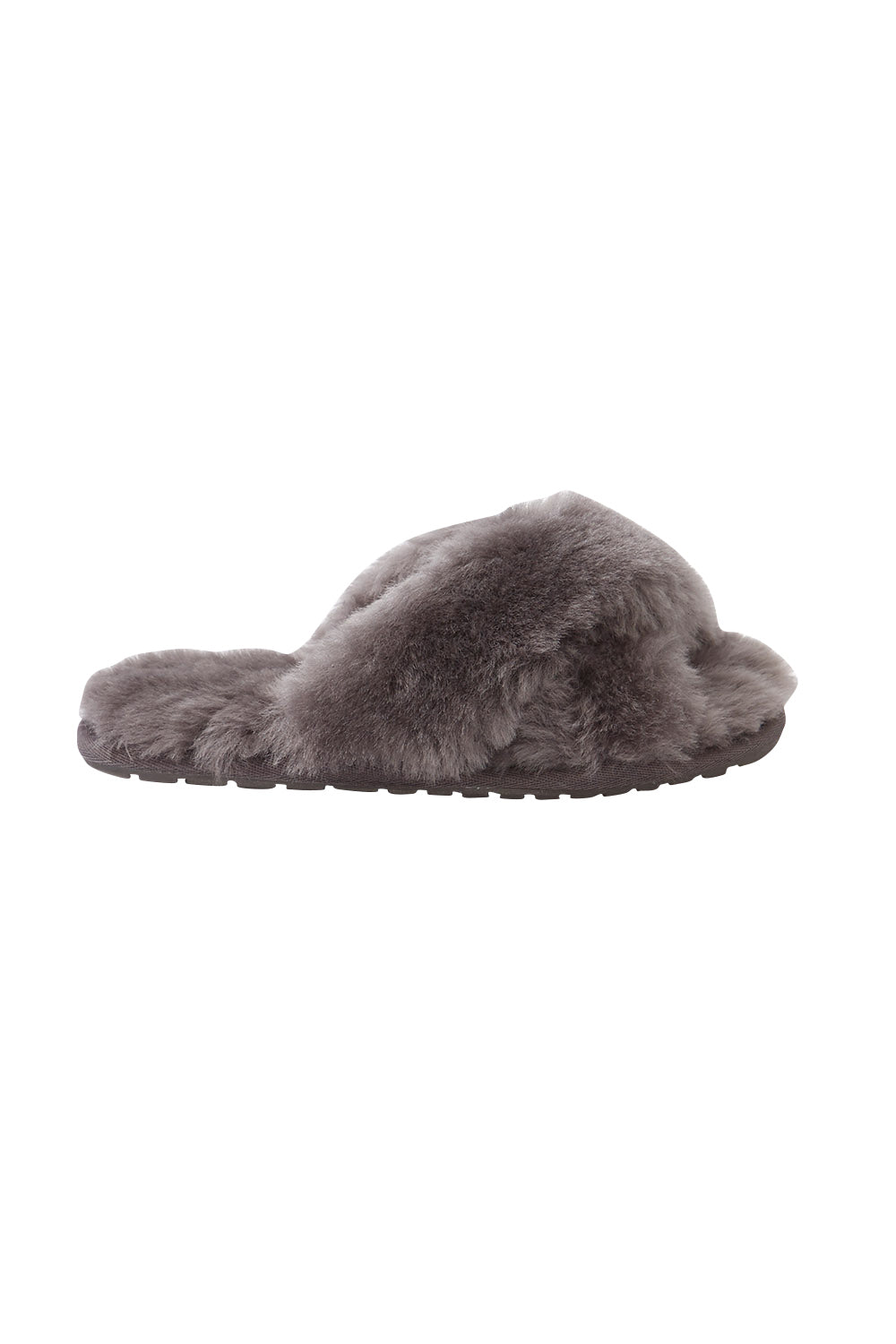 Product shot of the Mayberry Slipper Slide in colour Charcoal (Grey), from the front