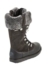 Product shot of the Orica Hi Waterproof Leather Boot in colour Darkgrey (Grey), from the back