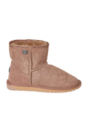 Product shot of the Platinum Stinger Mini Ugg Boots in colour Mushroom, from the front