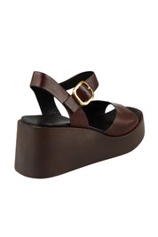 Product shot of the Ariya Leather Wedge in colour Chestnut, from the back