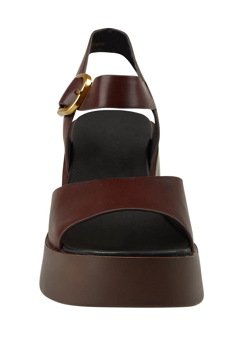 Product shot of the Ariya Leather Wedge in colour Chestnut, detail