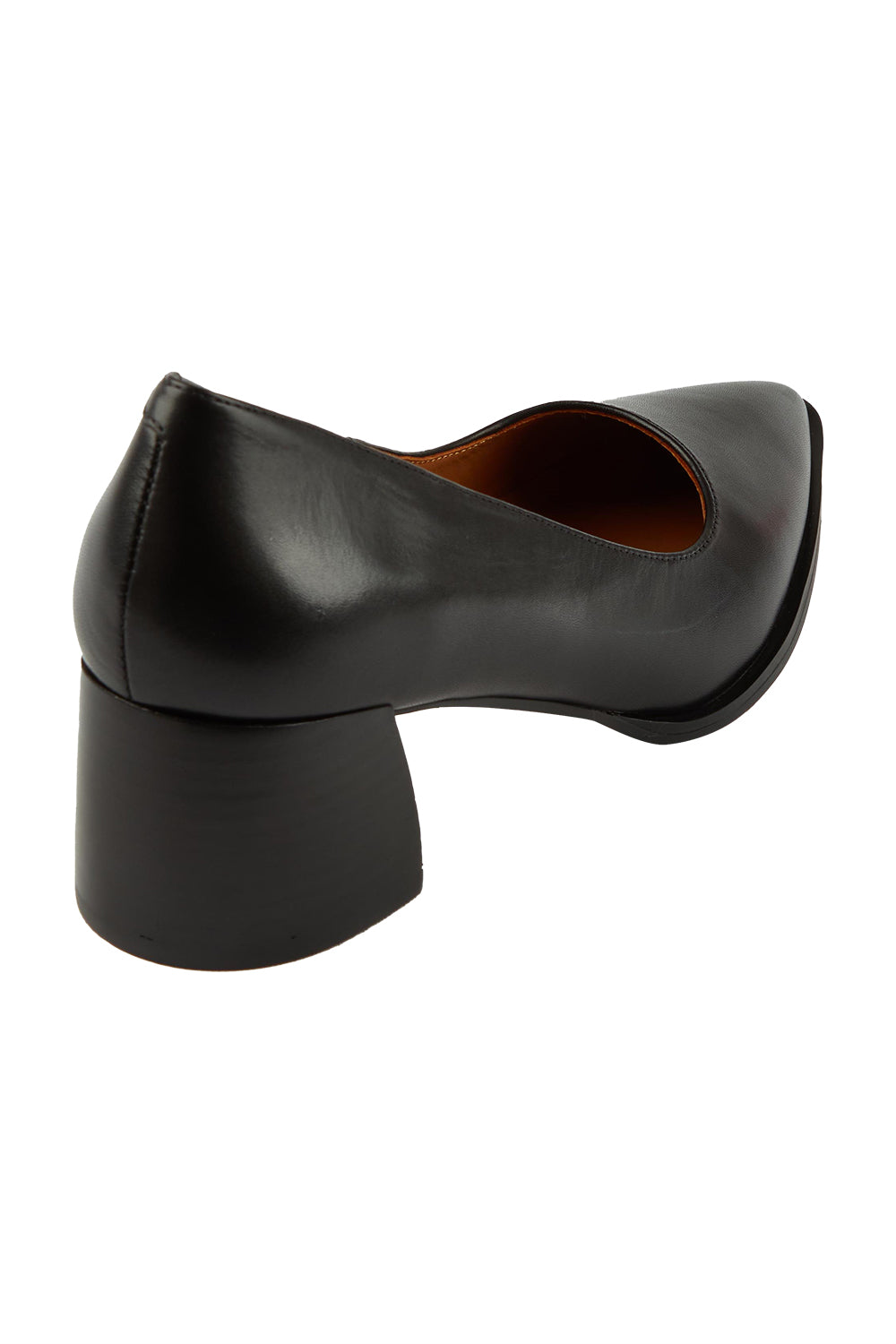 Product shot of the Auris Leather Heel in colour Black (Black), from the back
