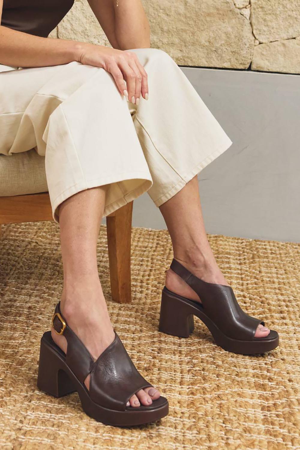 Product shot of the Dolce Heel - Chestnut in colour Chestnut, from the front