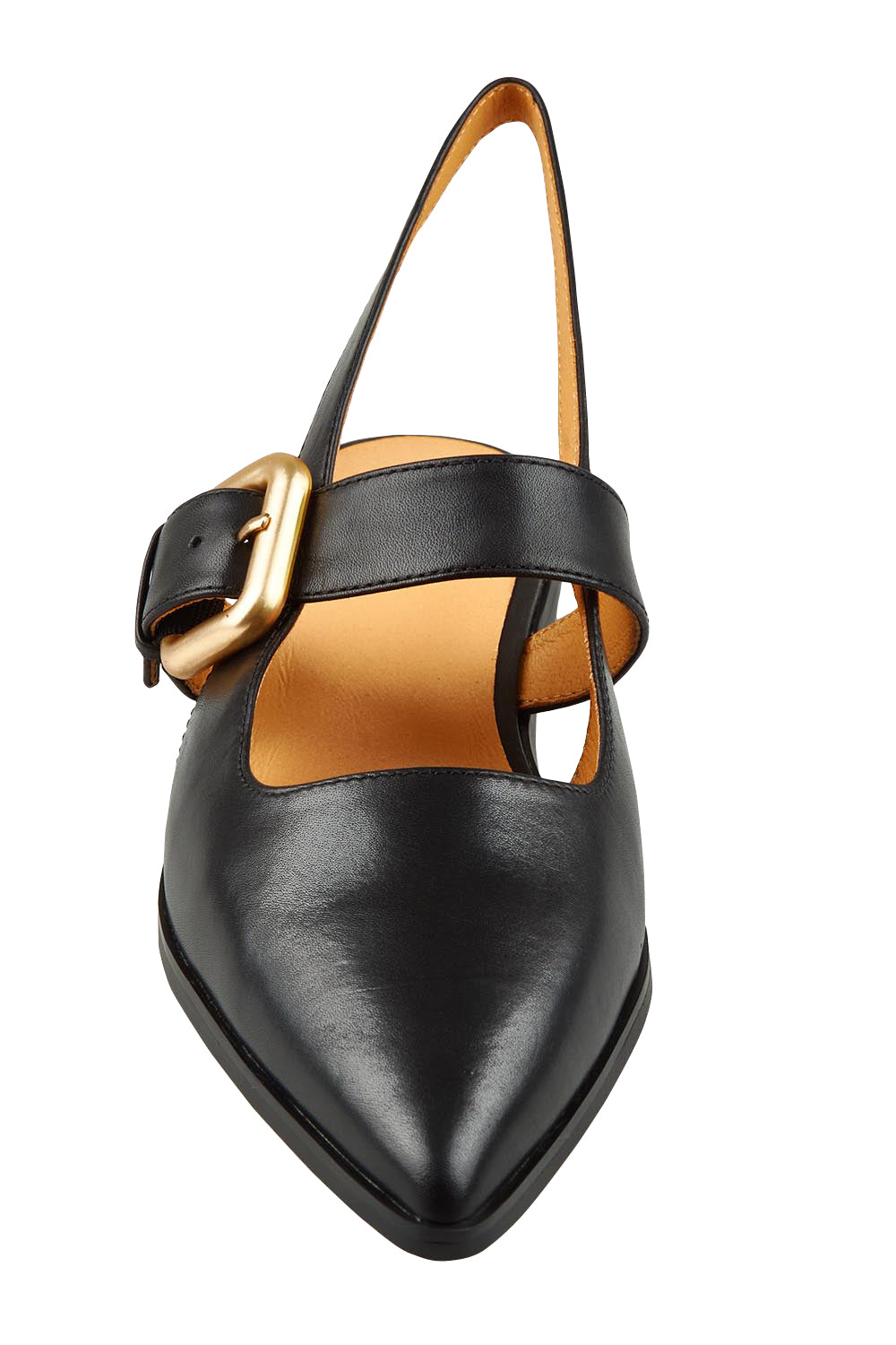 Product shot of the Goldie Leather Flat in colour Black (Black), detail