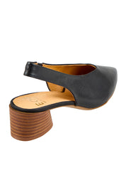 Product shot of the Hatti Heel - Black in colour Black, from the back