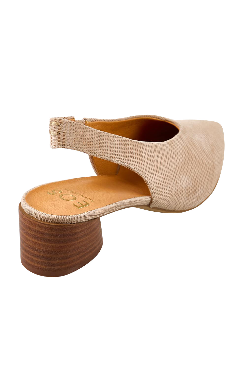 Product shot of the Hatti Heel - Sand in colour Sand, from the back