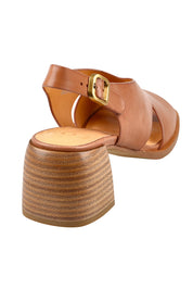 Product shot of the Isadora Leather Heel in colour Brandy, from the back