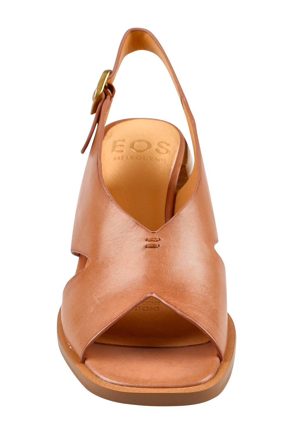 Product shot of the Isadora Leather Heel in colour Brandy, detail