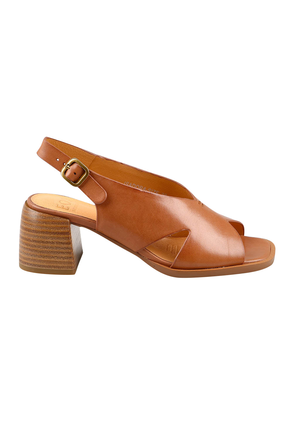 Product shot of the Isadora Leather Heel in colour Brandy, from the front