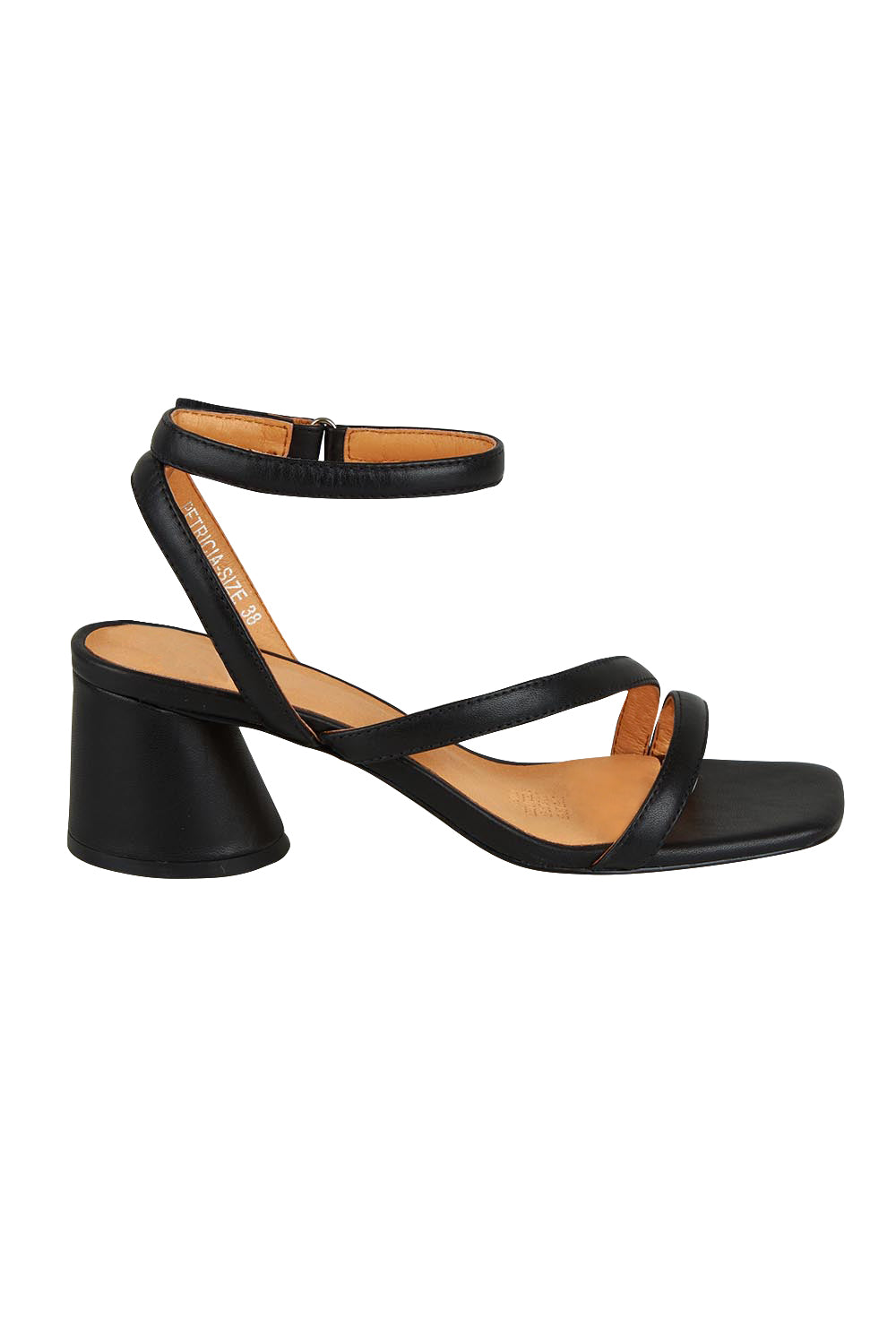Product shot of the Petricia Leather Heel in colour Black (Black), from the front
