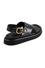 Product shot of the Slayter Sandal - Black in colour Black, from the back