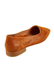 Product shot of the Solana Leather Flat in colour Brandy, from the back