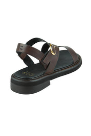 Product shot of the Starla Leather Flat in colour Chocolate, from the back
